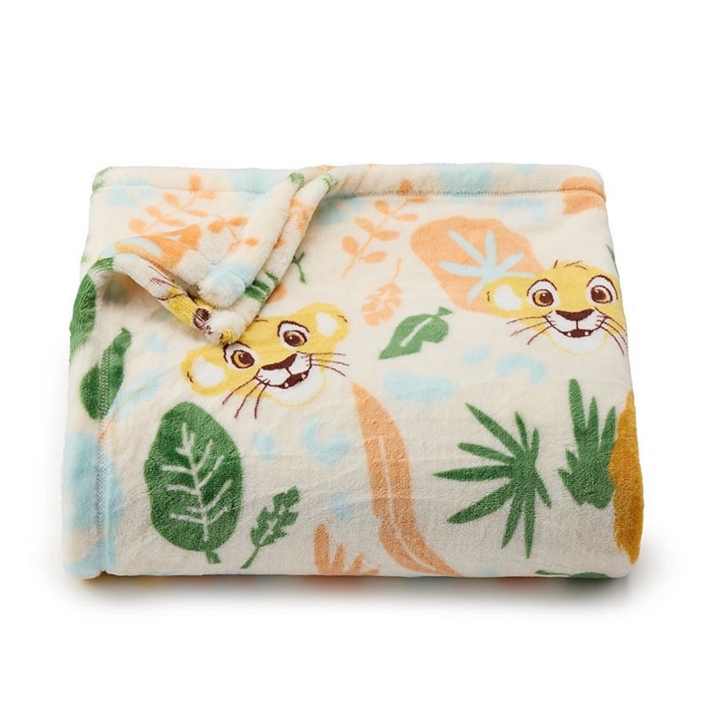 Plush Lion Print Baby Bib Blanket - Cream and Green
